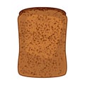 Closeup of slice of whole wheat bread isolated illustration