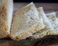 Closeup on sliced bread on wooden table Royalty Free Stock Photo