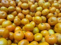 Closeup of sliced oranges on a market