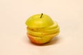 Closeup of a sliced yellow apple Royalty Free Stock Photo