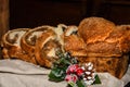 Closeup of slices of homemade traditional Romanian sweet bread named Royalty Free Stock Photo