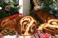 Closeup of slices of homemade traditional Romanian sweet bread named Royalty Free Stock Photo