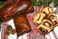 Closeup of slices of homemade traditional Romanian sweet bread named Royalty Free Stock Photo