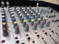 Closeup on a sliders of a mixing console. Royalty Free Stock Photo