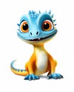 Closeup of a small blue dragon with big eyes holding a gecko. Tw Royalty Free Stock Photo