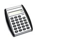 Closeup small calculator silver black white background Royalty Free Stock Photo