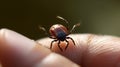 closeup of a small dangerous tick, tiny parasite insect on human skin Royalty Free Stock Photo