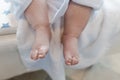 Closeup of the small feet of a newborn baby Royalty Free Stock Photo