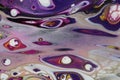 Closeup on a small section of an abstract acrylic pour painting that resembles alien terrain.