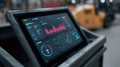 Closeup of smart bin interface displaying realtime analytics on trash volume emphasizing datadriven waste monitoring Royalty Free Stock Photo