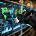 Closeup of a smart farm dashboard monitoring livestock health showcasing realtime data and analytics perfect for modern