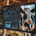 Closeup of a smart farm dashboard monitoring livestock health showcasing realtime data and analytics perfect for modern