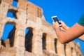 Closeup smartphone background of Great Colosseum, Rome, Italy Royalty Free Stock Photo