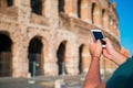 Closeup smartphone background of Great Colosseum, Rome, Italy Royalty Free Stock Photo