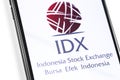 Closeup smartphone with IDX logo on the screen