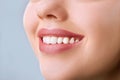 Closeup of smile with white healthy teeth.Teeth whitening. Dental care. Lips care. Royalty Free Stock Photo