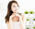 Closeup smiling young woman face Royalty Free Stock Photo