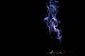 Closeup of smoke from burning incense stick Royalty Free Stock Photo