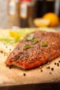 Closeup of Smoked Salmon Steak