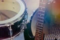 Closeup of snare drum, musical instruments, soft and blur concept