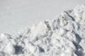 Closeup snow surface and texture on ground, white background of snow textured. Royalty Free Stock Photo