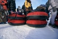 Closeup of snow tubes Royalty Free Stock Photo