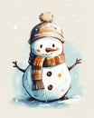 Frosty\'s Fashion: A Colorful Closeup of a Cozy Snowman