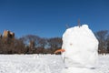 Snowman Face with a Carrot Nose on the Sheep Meadow at Central Park in New York City during the Winter Royalty Free Stock Photo