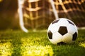 Closeup soccer ball on green grass Royalty Free Stock Photo