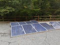 Closeup of solar arrays on the ground