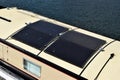 Closeup of solar panels on a barge