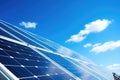 closeup of solar panels with clear blue sky in background Royalty Free Stock Photo