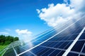 closeup of solar panels with clear blue sky in background Royalty Free Stock Photo