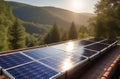 Closeup of solar panels on the roof of a modern house. Solar panel building, panels for energy from light, energy Royalty Free Stock Photo