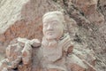 Closeup of soldier head at Terracitta Army, Xian, China Royalty Free Stock Photo