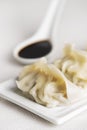 Japanese gyozas and soy sauce