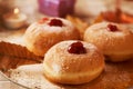 Sufganiyot, Jewish donuts eaten on Hanukkah Royalty Free Stock Photo