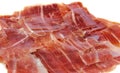 Closeup of spanish jabugo ham slices. Serrano ham