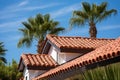 closeup of spanish revival style homes clay roof tiles