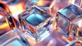 Closeup of Sparkling Ice Cubes with Blue and Orange Light Royalty Free Stock Photo
