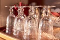 Closeup of vintage crystal glassware on the buffet, ready to host holiday get together Royalty Free Stock Photo