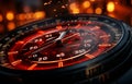 closeup speedometer with red number on the dashboard. AI Generated