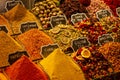 Closeup of the spices in the Spice Bazaar in Istanbul, Turkey. Royalty Free Stock Photo