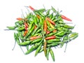 Closeup Spicy red and green Thai chili isolated
