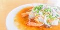 Closeup Spicy salad with shrimp - Thai food