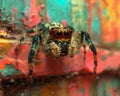 Vibrant Visions: A Closeup of a Luscious Red and Yellow Spider o