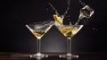 Closeup of splashing martini cocktails Illustration AI Generative