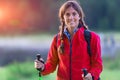 Closeup of a sporty young girl during a trek