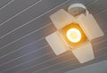 Closeup Spotlights switch on hanging from ceiling Royalty Free Stock Photo