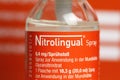 Closeup of spray bottle nitrate Nitrolingual for acute angina pectoris treatment